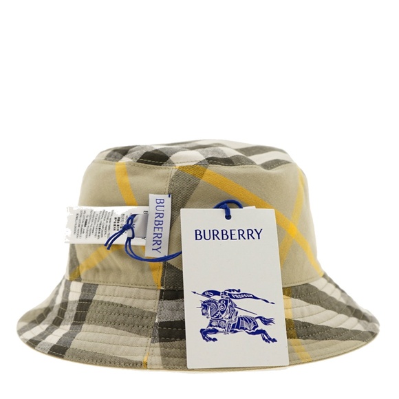 Burberry Check Reversible Bucket Hat Medium Size Military Green New - Picture 5 of 5